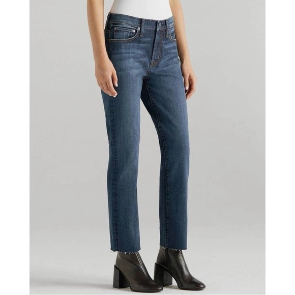 Edwin Bree Slim Straight Leg Raw Hem Jeans in Deja Blue Wash Size 26 - Picture 3 of 10